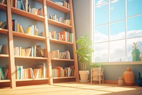 Bookshelf furniture bookcase library. AI generated Image by rawpixel.