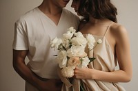 Wedding dress holding flower. AI generated Image by rawpixel.