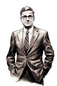 Drawing portrait glasses blazer. AI generated Image by rawpixel.