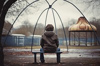 Playground sitting child outdoors. AI generated Image by rawpixel.