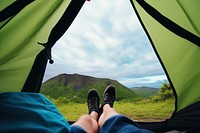 Camping tent landscape mountain. AI generated Image by rawpixel.