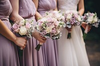 Wedding bride bridesmaid outdoors. AI generated Image by rawpixel.