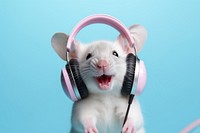 Headphones animal mammal rodent. AI generated Image by rawpixel.