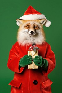 Fox christmas portrait holding. 