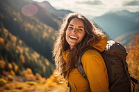 Hiking adventure mountain laughing. 