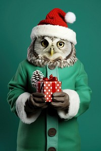 Christmas portrait holding animal. AI generated Image by rawpixel.