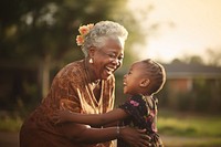 Grandchild portrait adult woman. 