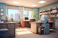 Office furniture cartoon table. AI generated Image by rawpixel.