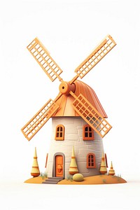 Windmill white background architecture dollhouse.