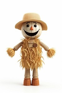 Scarecrow white toy white background. 