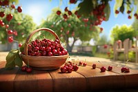 Outdoors cherry basket plant. 