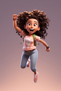 Jumping cartoon girl face. AI generated Image by rawpixel.