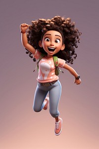 Jumping cartoon girl face. 