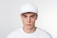 Portrait hardhat cap white background. 