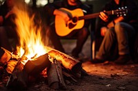 Guitar fire campfire musician. AI generated Image by rawpixel.