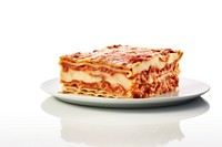 Lasagna plate food white background. AI generated Image by rawpixel.