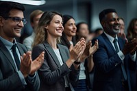 Clapping office adult woman. 