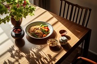 Table furniture dinner plate. 