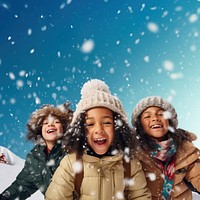 Kids in the snow. AI generated Image by rawpixel.
