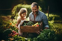 Box vegetable outdoors holding. 