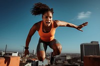 Jumping adult woman determination. AI generated Image by rawpixel.