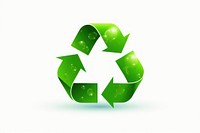 Recycling symbol green white background.