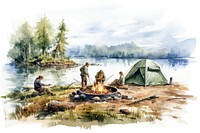 Camping tent campfire outdoors. AI generated Image by rawpixel.