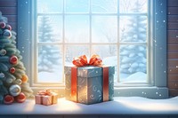 Christmas window present snow. AI generated Image by rawpixel.