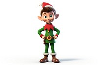 Figurine toy elf white background. 