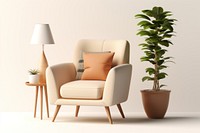 Armchair plant lamp furniture. AI generated Image by rawpixel.