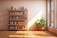 Bookshelf plant wood furniture.