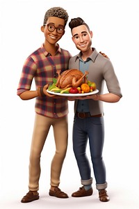 3D Couple Thanksgiving food. 