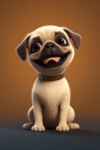 Pug puppy dog cartoon animal. 