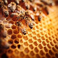 Bees on honeycomb, agriculture. AI generated Image by rawpixel.
