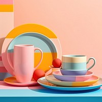 Tableware saucer plate cup. AI generated Image by rawpixel.