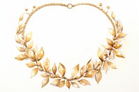 Necklace gold jewelry white background.