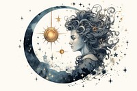 Moon creativity astronomy hairstyle. AI generated Image by rawpixel.