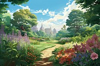 Flower garden tree park. AI generated Image by rawpixel.
