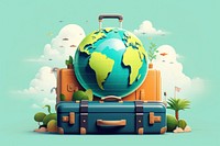 Luggage suitcase outdoors world. AI generated Image by rawpixel.