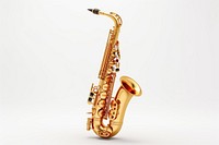 Saxophone gold white background saxophonist. AI generated Image by rawpixel.