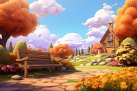 Outdoors landscape cartoon autumn. AI generated Image by rawpixel.