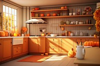 Kitchen thanksgiving indoors autumn. AI generated Image by rawpixel.