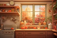 Kitchen indoors window autumn. 