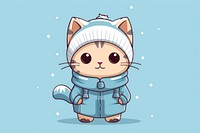 Winter cartoon kitten snow. AI generated Image by rawpixel.