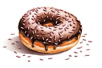 Chocolate doughnut dessert glaze, digital paint illustration.