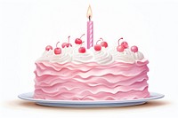Candle cream cake birthday, digital paint illustration. AI generated image