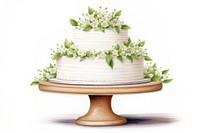 Wedding cream cake dessert, digital paint illustration. AI generated image