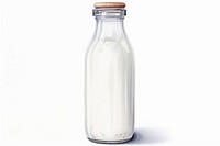 Glass milk bottle dairy, digital paint illustration. AI generated image