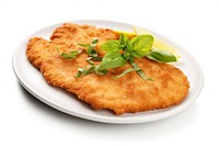 Food plate schnitzel vegetable. 