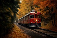 Autumn train outdoors vehicle. 